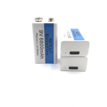 跨境恒压9v充电锂电池type-c接口快充6800mah大容量万用表电池gtl