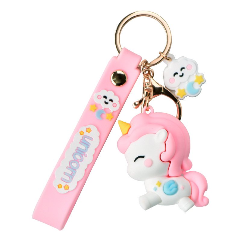 Creative Cartoon Soft Glue Doll Keychain Female Cute Unicorn Car Key Chain Bag Small Pendant Gift