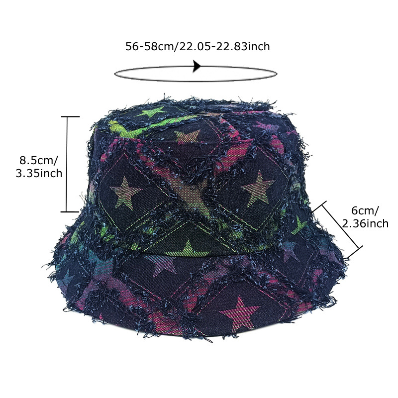 Foreign Trade Burrs XINGX Jean Fisherman Hat Women's Japanese and Korean Niche Bucket Hat Big Head Circumference Show Face Small Bucket Hat Trendy Men