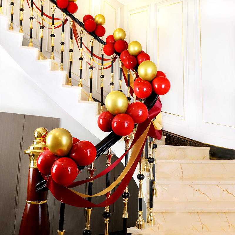 楼梯装饰结婚扶手彩带拉花气球简单婚房布置套装婚礼婚庆用品气氛