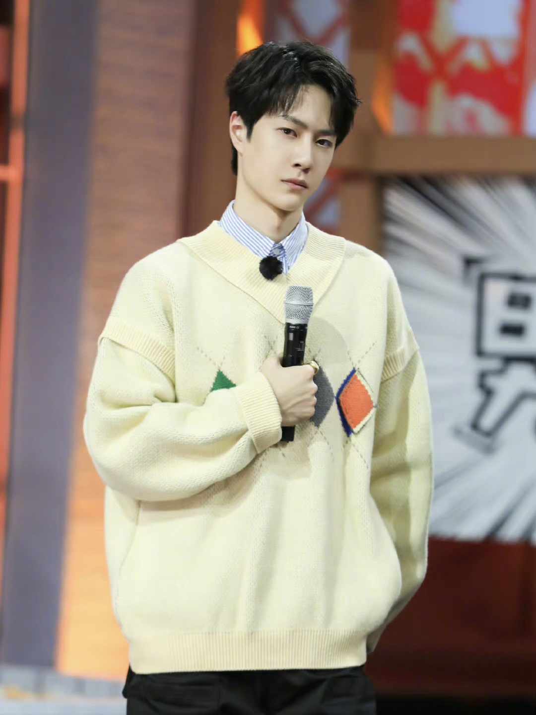 ader h韩国潮牌 秋冬款王一博同款撞色拼接凌格复古女毛衣