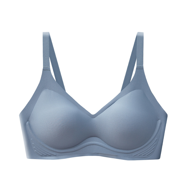 French Jelly Cotton Seamless Bras Push up Comfort Soft Support Thin Wireless Fixed Cup Underwear Women's Small Chest