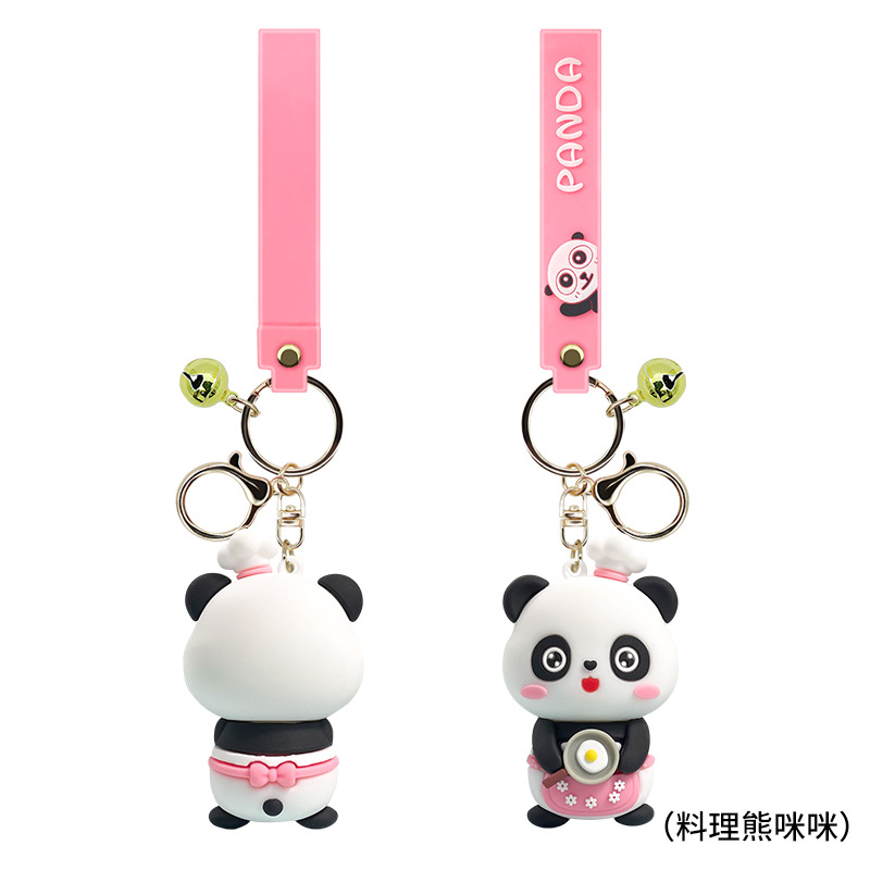 Car Panda Keychain Doll Key Chain Cute Cartoon Pendant Stereo Gift Gift Doll Decoration Wholesale