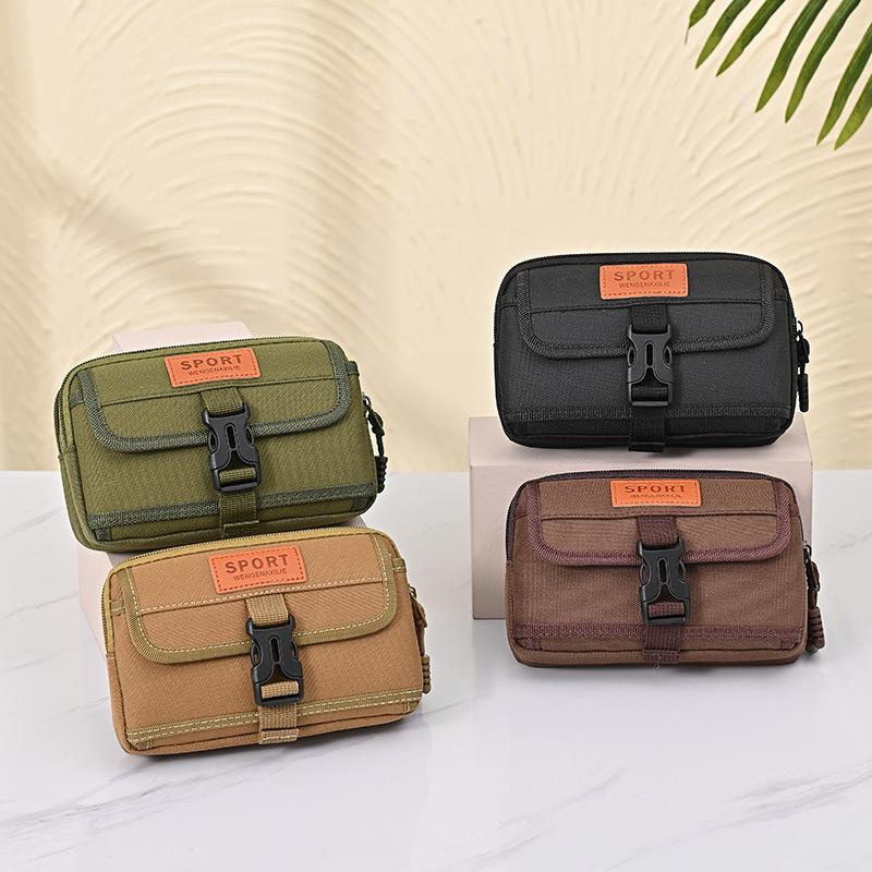 Construction Site Mobile Phone Waist Bag for Men Belt Horizontal and Vertical Wallet Practical Wear-Resistant Oxford Cloth Hook Chest Bag Wholesale