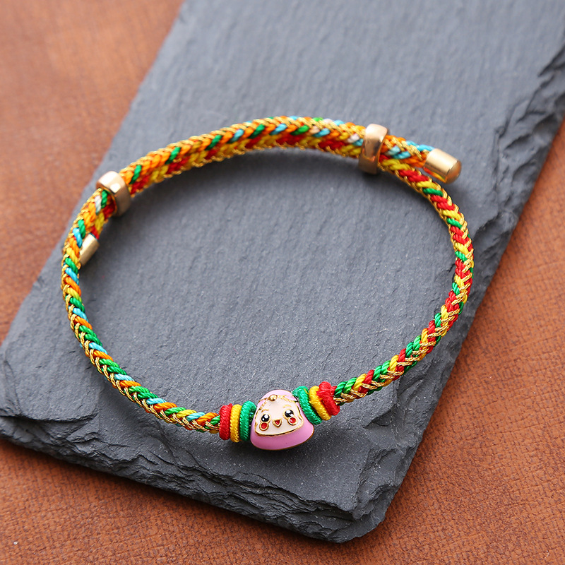 Dragon Boat Festival Colorful Rope Woven Bracelet Children's Baby Carrying Strap Alloy Zongzi Dragon Boat Festival Gift Tourist Souvenir