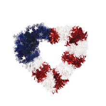 跨境美国独立日装饰花环挂饰挂件红蓝白爱心装饰品挂件厂家现货发