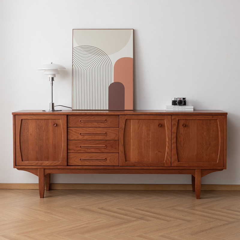 北欧中古全实木电视柜复古原木樱桃木餐边柜客厅家具柚木色视听柜