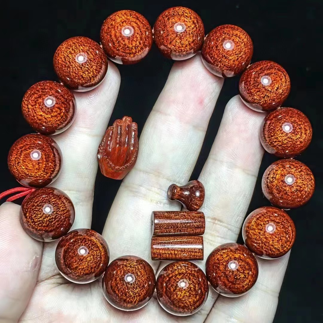 厂家直销印度小叶紫檀爆满龙鳞纹15文玩手串木质手链108男女佛珠