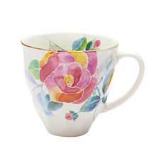 日本美浓烧ceramic 蓝陶瓷茶杯水杯咖啡杯十二月花语生日礼马克杯