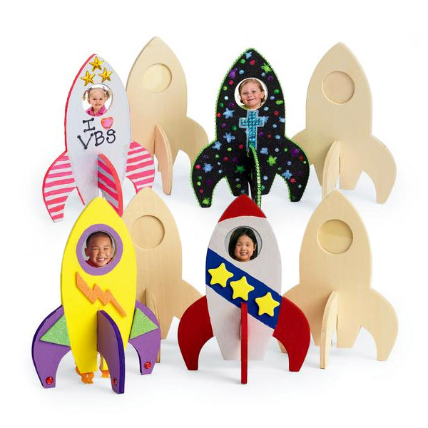 儿童手工创意diy玩具飞机 汽车白模上色模具彩绘涂鸦木质火箭相框