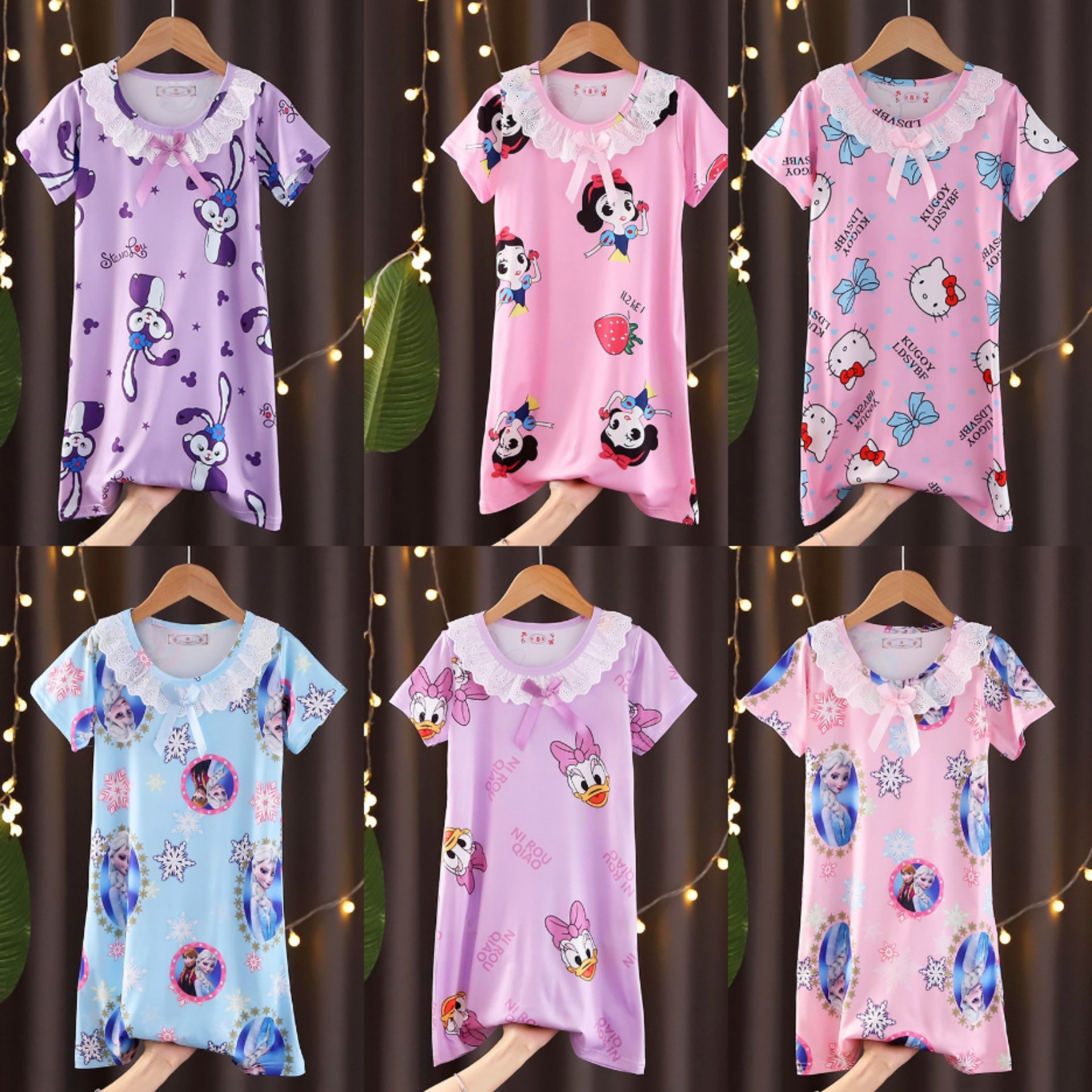 批发女童睡裙短袖可爱公主裙女孩宝宝卡通睡衣夏天儿童薄款家居服