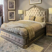 5DBJ批发法式复古实木床新古典art筑源卧室家具美式轻奢做旧1.8米