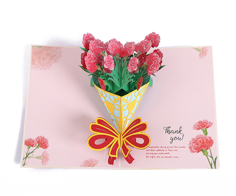 母亲节3d贺卡摆件 立体花束贺卡 向日葵纸雕卡片感谢祝福贺卡批发