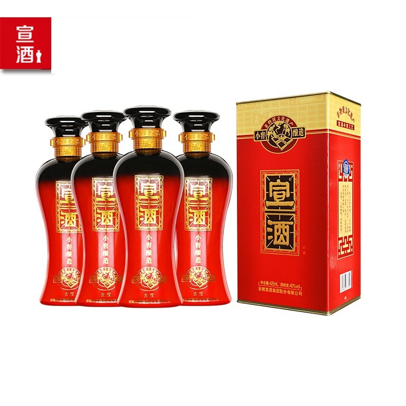 红宣酒5年40度红瓶425ml整箱4瓶中国名酒浓香型白酒纯粮食高粱酒