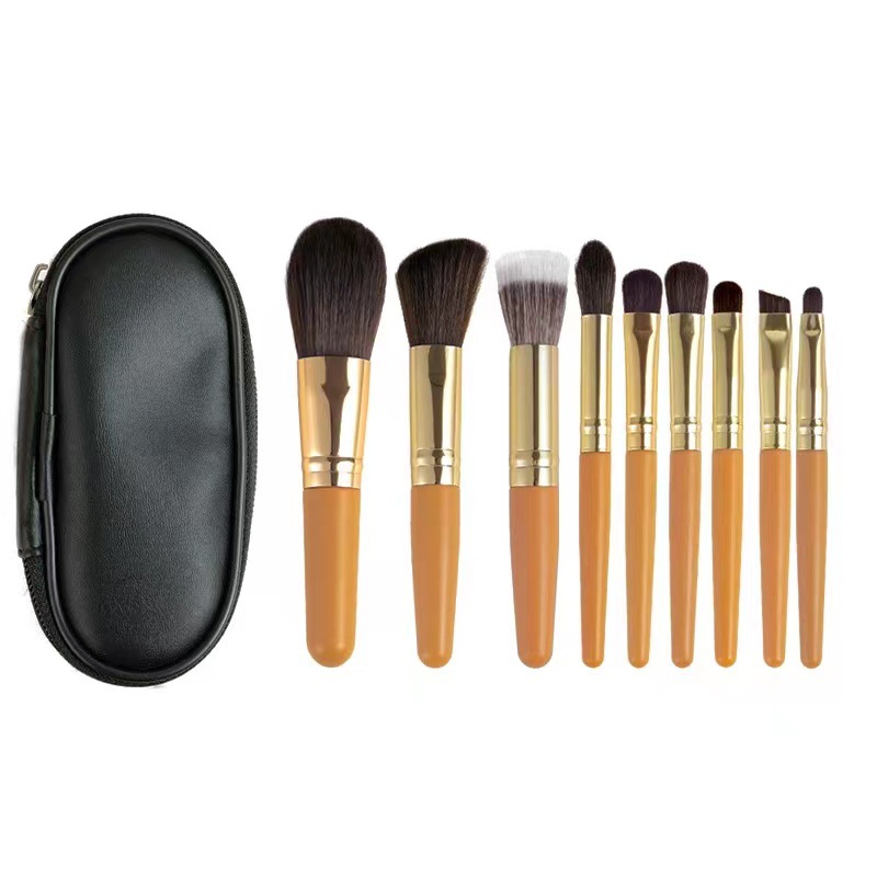 Cangzhou Mini 9 Makeup Brushes Set Newbie Beginner Brushes Portable Portable Travel Brush Suit Face Powder Repair