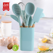 木柄硅胶厨具11件套烘焙烹饪勺铲硅胶厨具十一件套装kitchen set