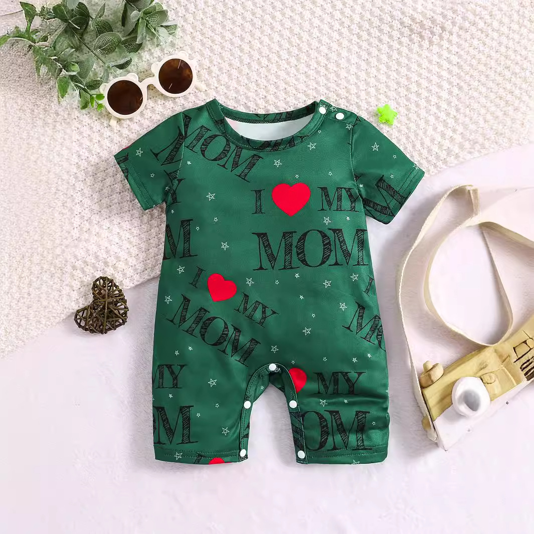 0-6月短袖婴儿衣服连体衣夏装男女宝宝新生儿哈衣爬服印花哈衣