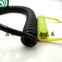 9芯0.5平方PU弹簧线  螺旋电缆外径9毫米PU电线黑色亮面耐油耐拉