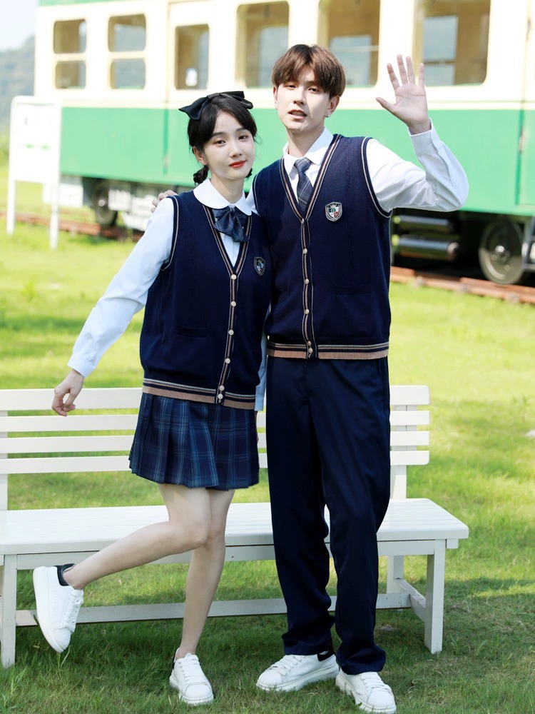 初高中生班服学院风韩版衬衫马甲合唱演出服毕业季运动会校服套装