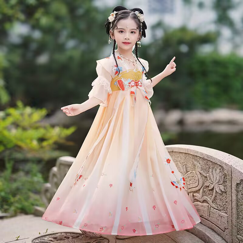 女童汉服中国风夏季连衣裙童装超仙古风儿童装小女孩古装唐装裙子