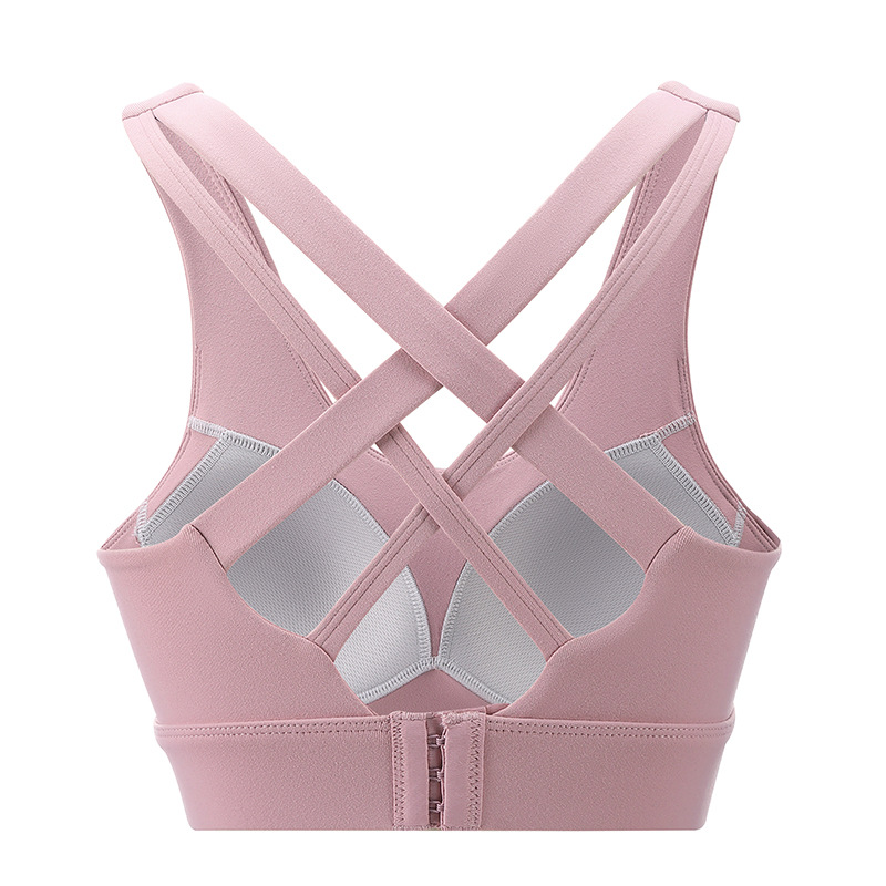 One-Piece Chest Pad Adjustable Cross Beauty Back Exercise Bra Fixed Cup Shockproof Yoga Fitness plus Size Underwear