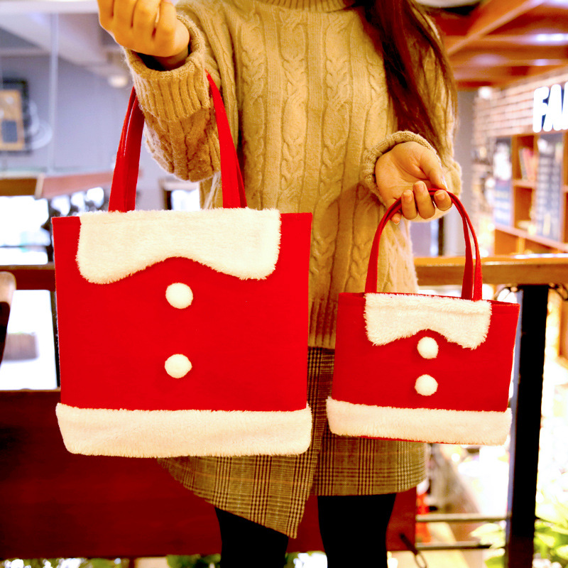 圣诞节装饰礼物袋礼品袋红色蝴蝶结手提袋送女友包包礼品糖果袋子