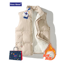 NASA联名羊羔绒马甲男士秋冬季加绒加厚保暖新款青少年外穿棉马夹