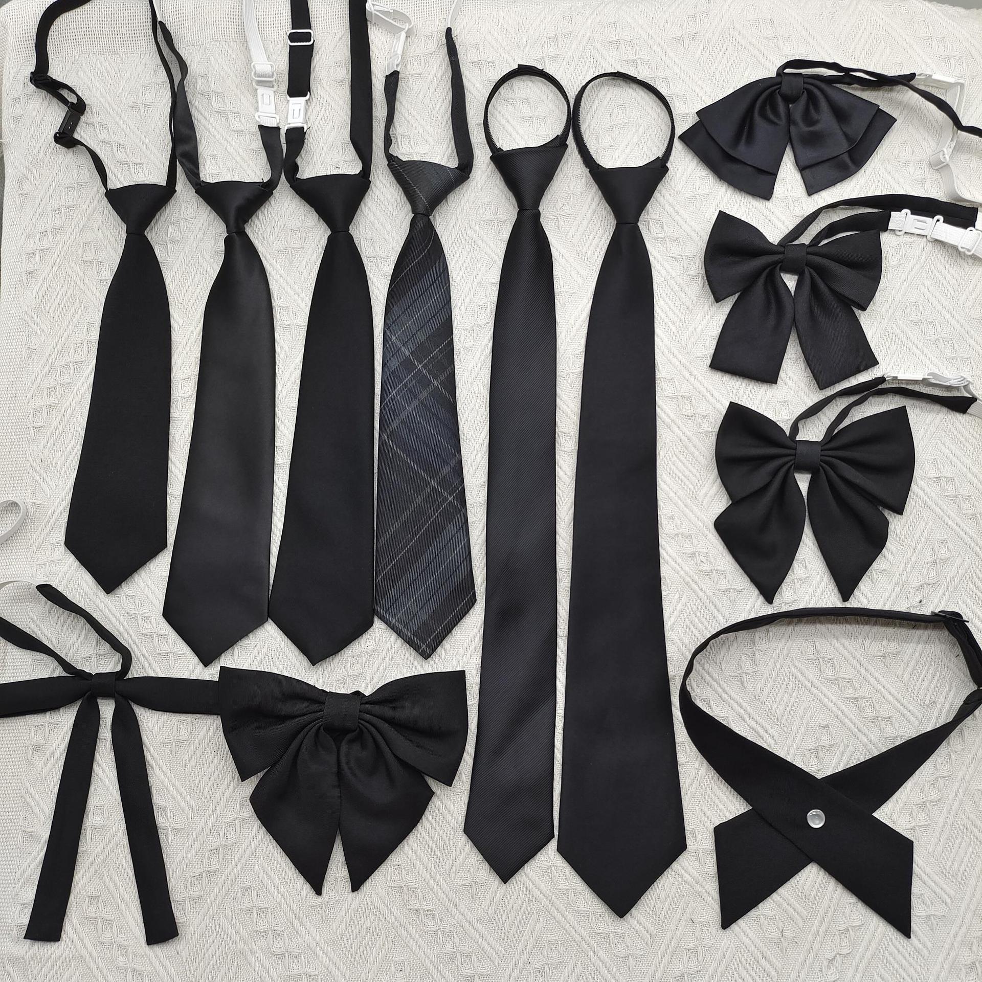 jk领带学生制服长柄羽根领结黑色领花女生学士服校服衬衫蝴蝶结套