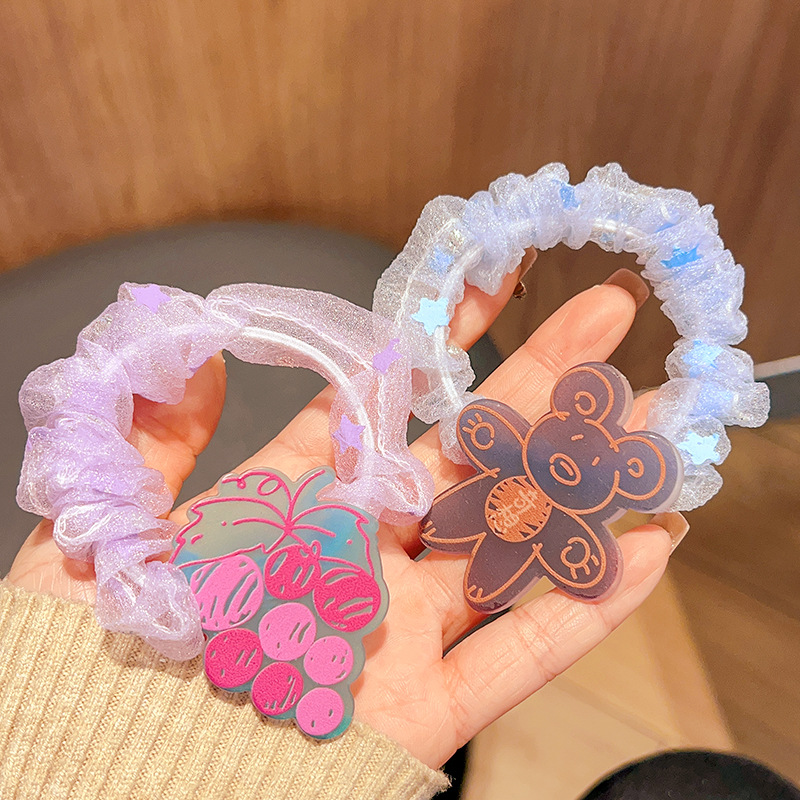 Sweet and Simple Fruit Hair Rope Headdress Graceful Online Influencer Pleated Large Intestine Hair Ring Hair Tie Rubber Band Hair Accessories Girl's Cute