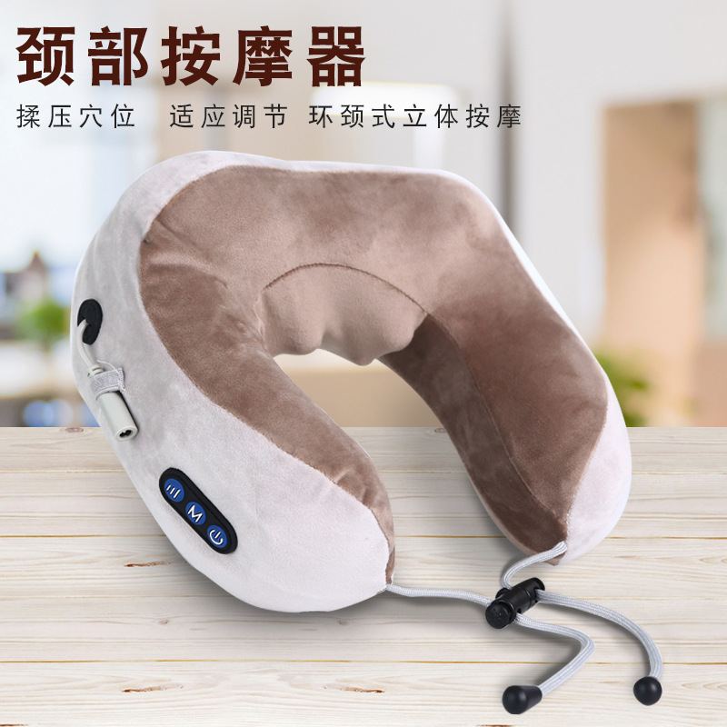 portable massager 跨境u型多功能按摩枕头颈椎按摩器电动护颈仪