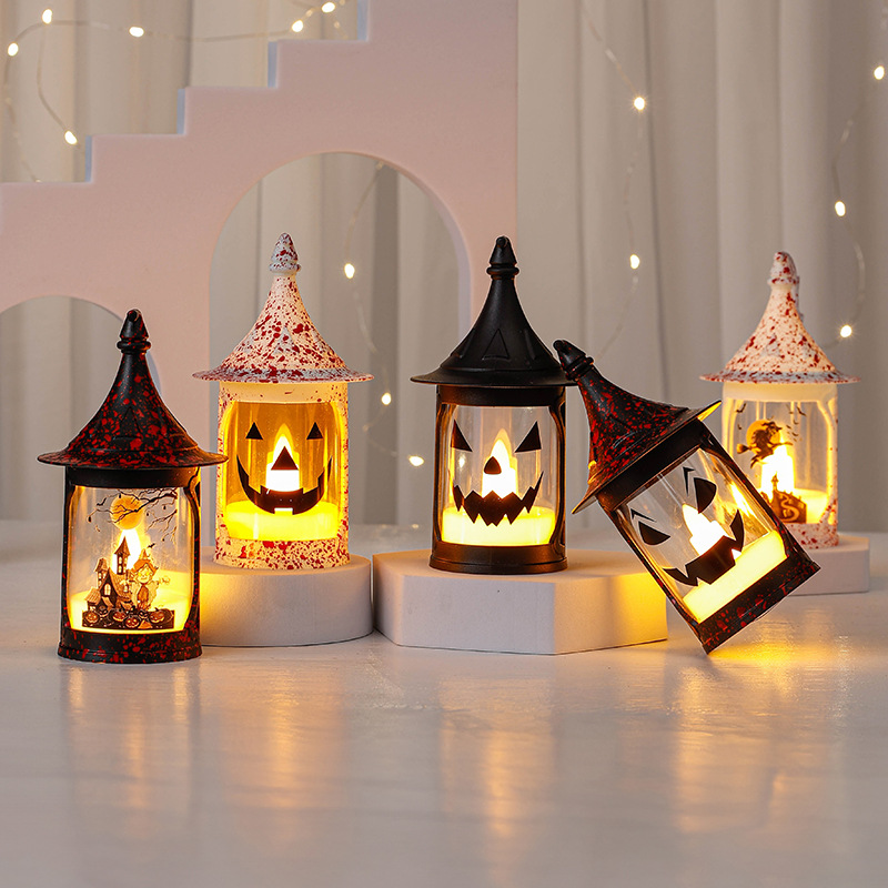 Cross-Border Hot Sale Halloween Magic Hat Storm Lantern Witch Death Customizable Pattern Color Decorative Light Kt-C