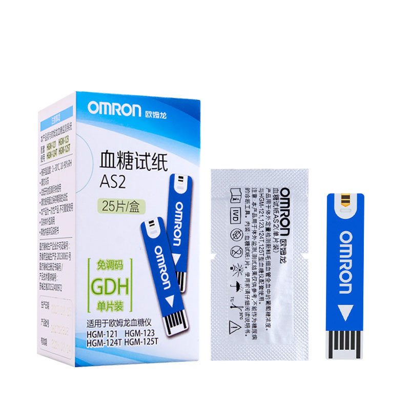 欧姆龙新款as2血糖仪试纸25片独立包装 适用于121/123/124t/125t