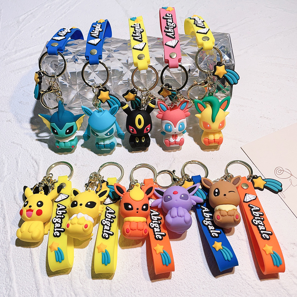 Magic Baby Elf Keychain Cartoon Pikachu Key Ring Accessories Cute Schoolbag Pendant Gift Wholesale
