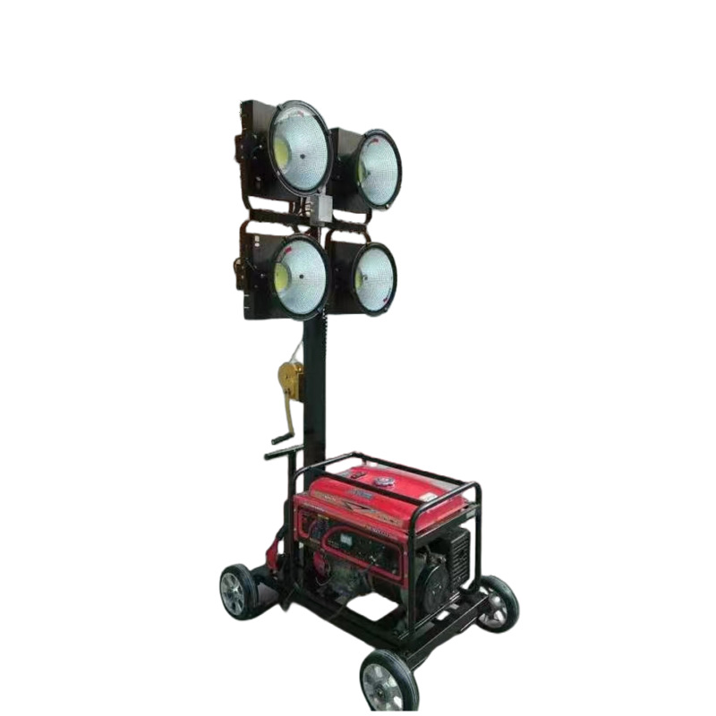 Multi-Directional Mobile Lighting Floodlight High-Power Trolley-Type Mobile Hand Crank Lifting Emergency Light Flood Control