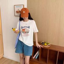 夏季新款气质显瘦韩国东大门减龄百搭圆领图案印花套头T恤上衣女