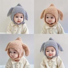儿童护耳帽韩版可爱兔耳朵幼婴儿童男套头帽子秋冬季保暖潮针织帽