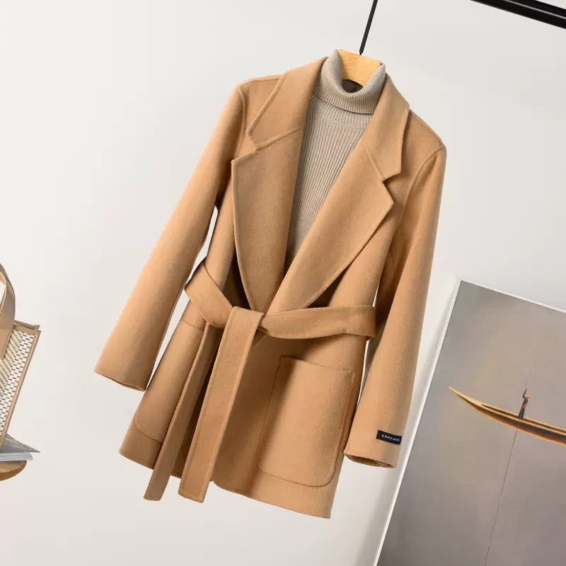 双面羊绒大衣女短款2022冬季新款宽松呢子气质高端西装毛呢外套