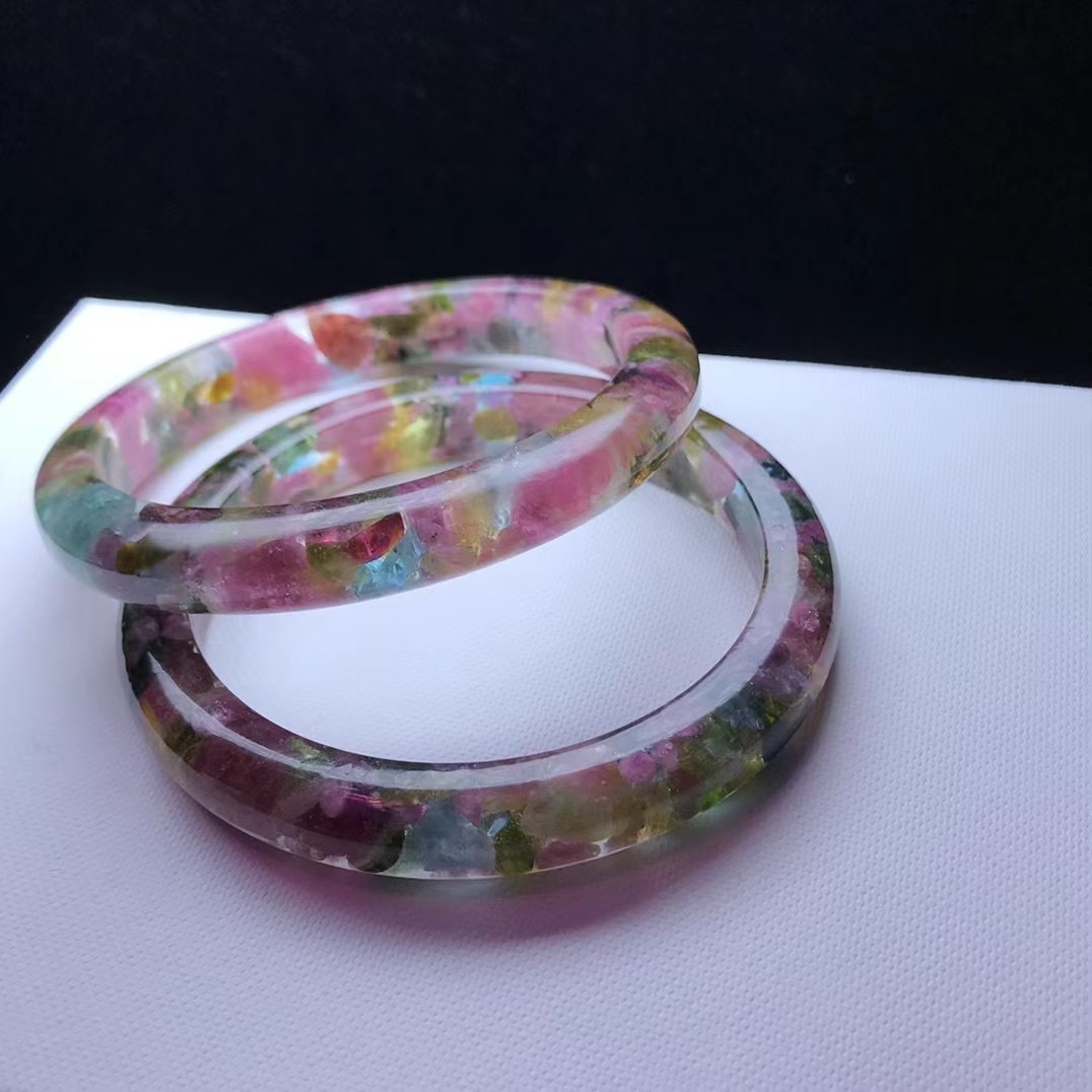 卓林珠宝 巴西碧玺手镯 民族风女款原石碧玺树脂手镯水晶饰品批发