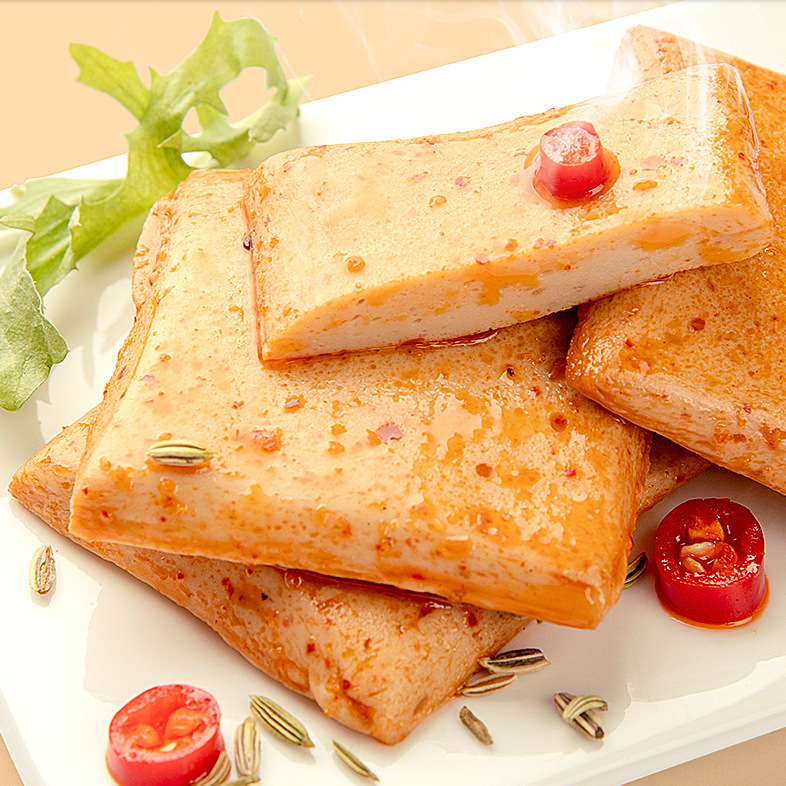 盐津铺子31°鲜深海鱼豆腐85g独立包装麻辣豆干小零食网红豆腐干