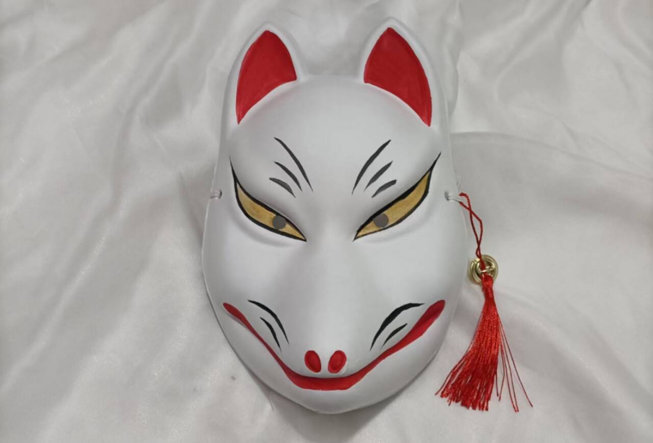 彩绘日式和风狐狸猫面具女半脸成人儿童古风汉服化妆舞会cos道具
