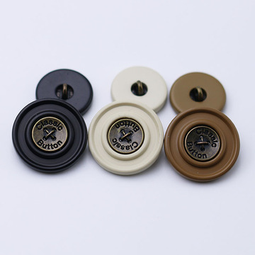 法式复古西装外套金属树脂双拼圆形纽扣大衣毛衣百搭高档扣子-阿里巴