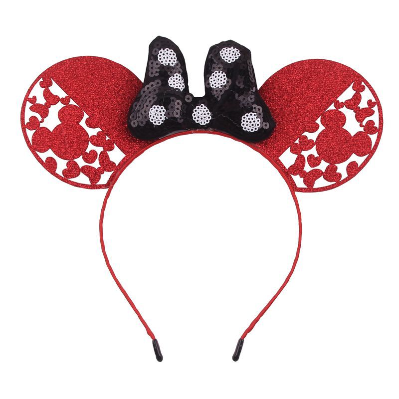 跨境新款欧美发带亮片镂空米奇蝴蝶结发箍宝宝头箍亚马逊头扣批发