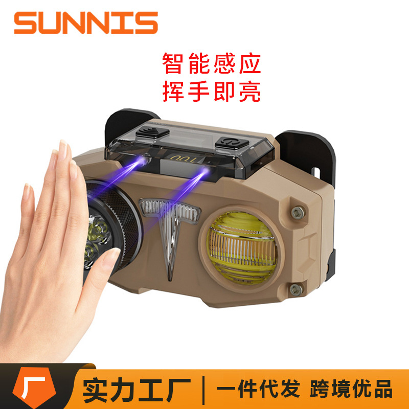 跨境户外感应头灯 多功能高亮夜钓灯长续航防水工作灯 应急充电宝