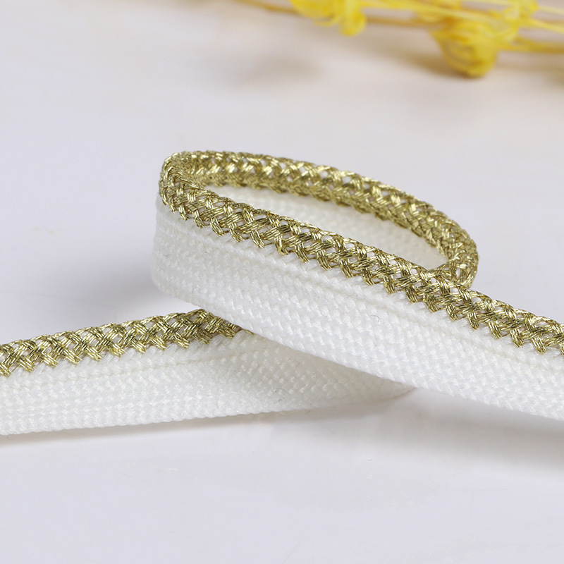 Spot Gold and Silver Silk Polyester Ribbon String Roll Insertion Strip Piping Tape Clothing Accessories Curtain Trim Trim