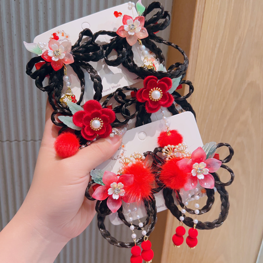 New Year Red Hairpin Girls' Chinese Style Tassel Hairpin Festive Red Bow Side Clip Super Fairy Ancient Style Hair Accessories