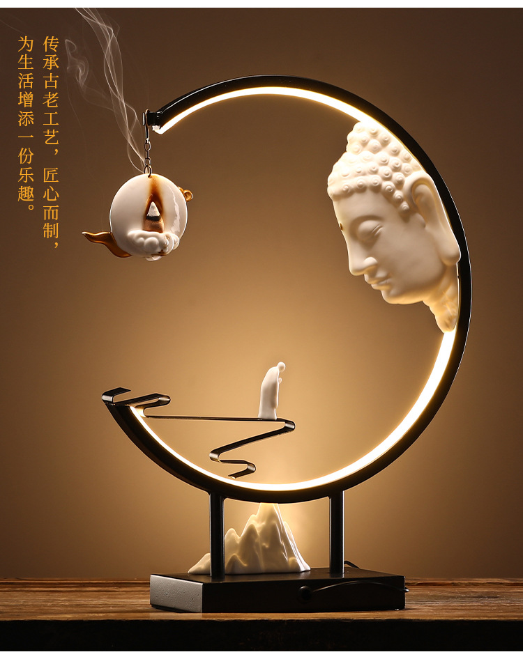 新中式禅意香炉摆件电视柜创意玄关家居茶室客厅酒柜倒流香装饰品