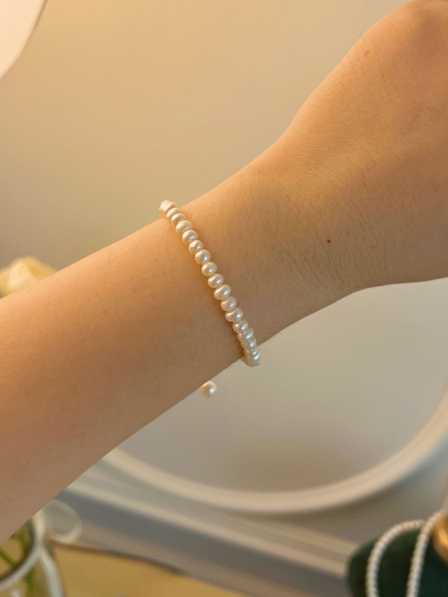 工厂批发真天然高亮强光淡水珍珠4mm纯银高品质小众叠戴高级手链