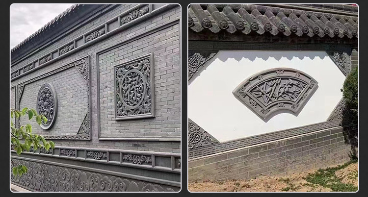 厂家供应砖雕中式四合院照壁影壁迎宾墙仿古砖雕装饰青砖