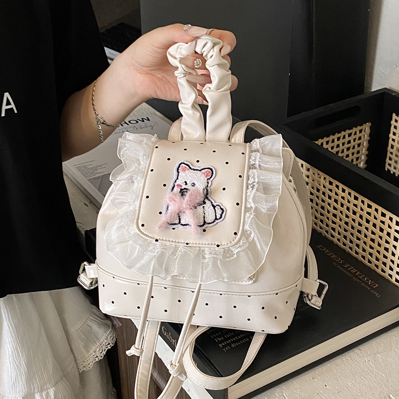 多巴胺少女双肩包2025新款休闲百搭波点后背包精致迷你出游小书包