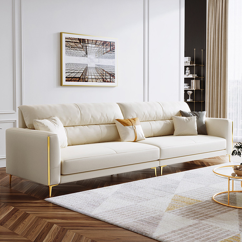 北欧头层真皮沙发简约现代轻奢极简小户型客厅组合三人位皮艺沙发